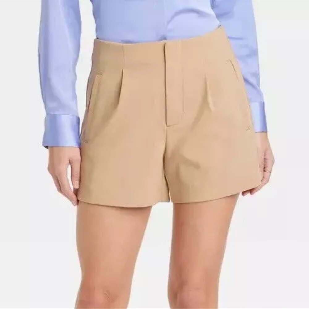 A New Day Women's High-Rise Tailored Shorts Tan Size 16 NWT